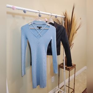 REVAMPED Baby Blue Cross Neck Sweater Dress Sz. XS